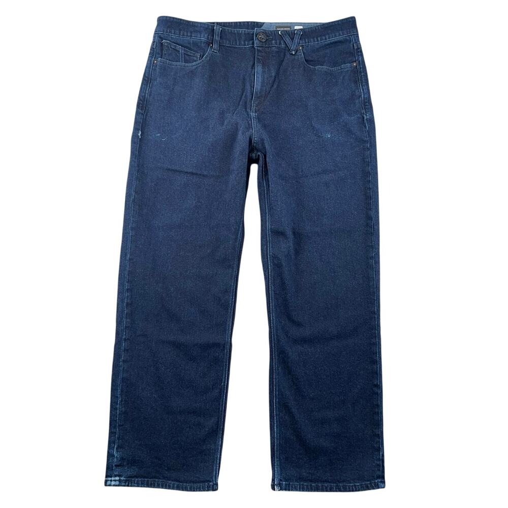 Volcom Nailer Denim Relaxed Straight Jeans Dark Wash Skatewear - 36x28